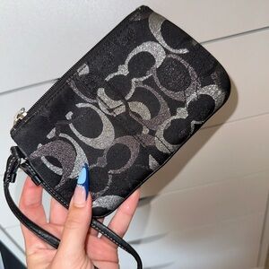 Coach black and gray wristlet/pouch